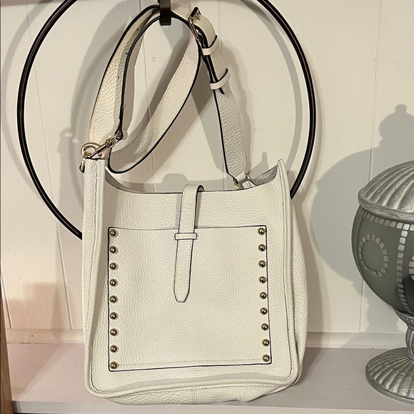 Rebecca Minkoff Handbags - Rebecca Minkoff White Pebble Leather Crossbody bag with gold studs